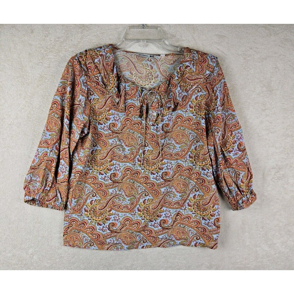 JW Anderson X Uniqlo Women's 3/4 Sleeve Paisley Boho Blouse Top Size XS